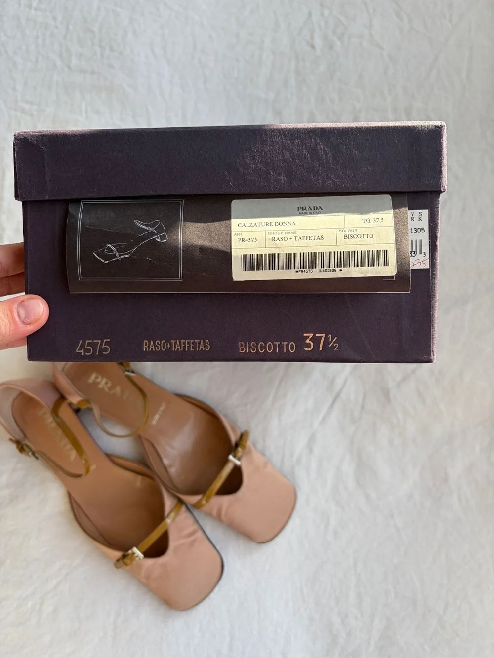 Vintage Prada Satin Buckle Patent Leather Mary Jane Sandals Flats Heels Pink Tan